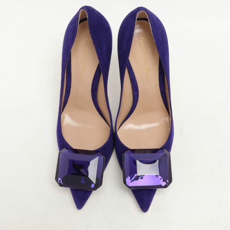 Pre Owned Gianvito Rossi Purple Suede Jaipur Pumps Size 36