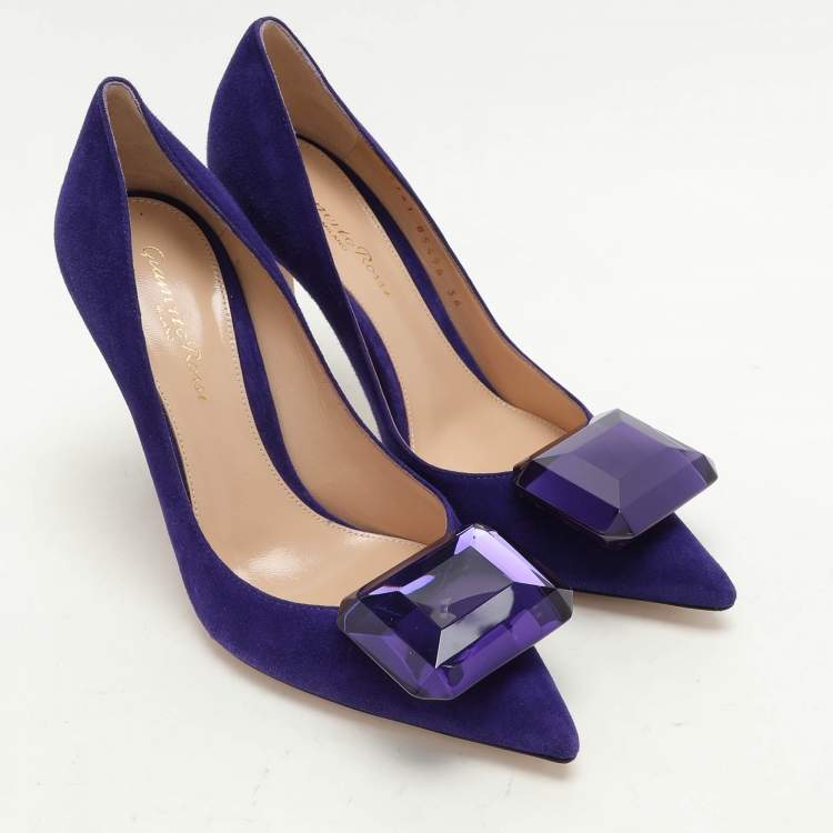 Pre Owned Gianvito Rossi Purple Suede Jaipur Pumps Size 36