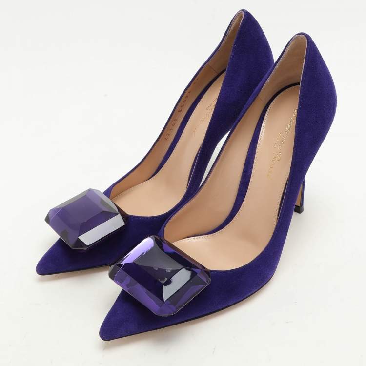 Pre Owned Gianvito Rossi Purple Suede Jaipur Pumps Size 36