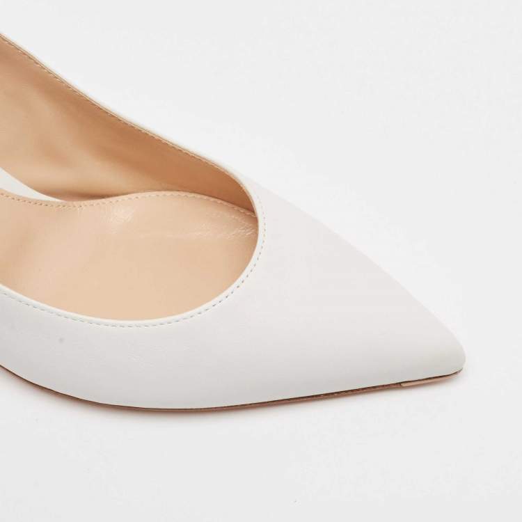 Pre Owned Gianvito Rossi White Leather Plexi Pointed Toe Pumps Size 38.5