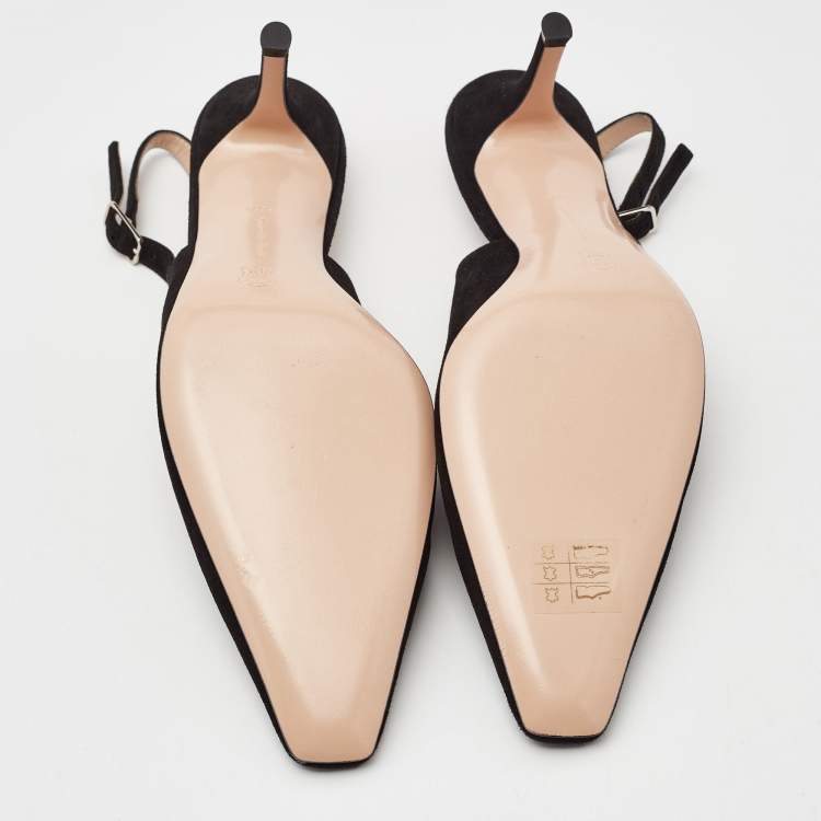 Pre Owned Gianvito Rossi Black Suede Slingback Pumps 38.5