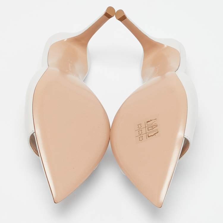 Pre Owned Gianvito Rossi White Leather Alise Mules Size 36