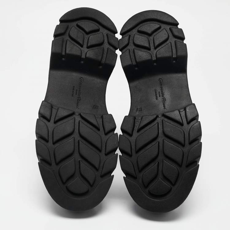 Pre Owned Gianvito Rossi Black Leather Montey Ankle Boots Size 37.5