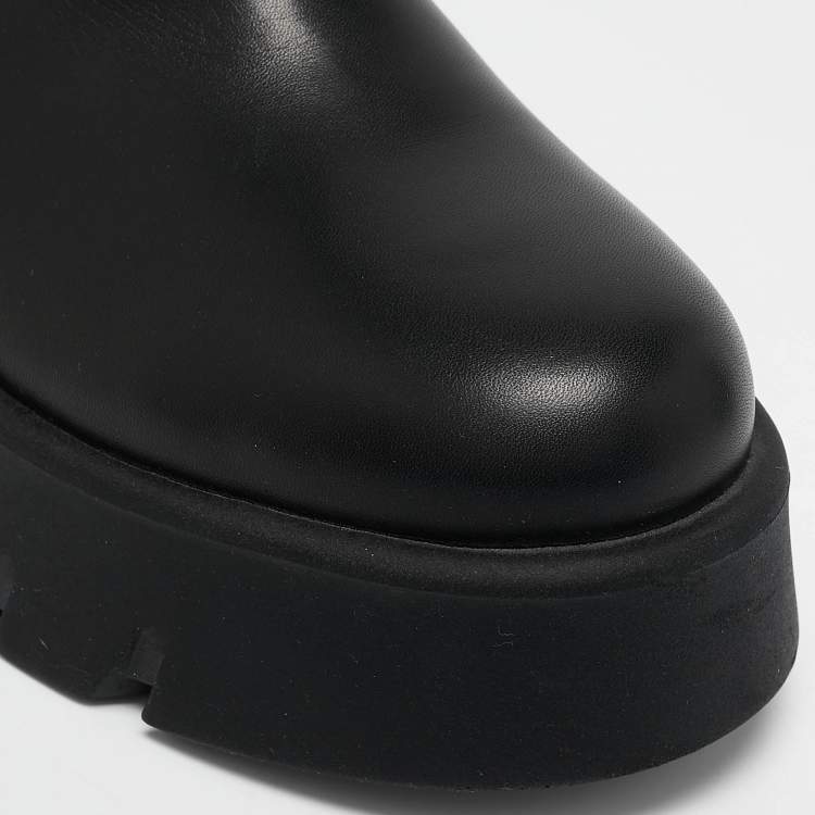 Pre Owned Gianvito Rossi Black Leather Montey Ankle Boots Size 37.5