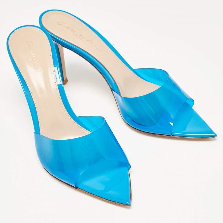 Pre Owned Gianvito Rossi Blue PVC Elle Slide Sandals Size 37.5