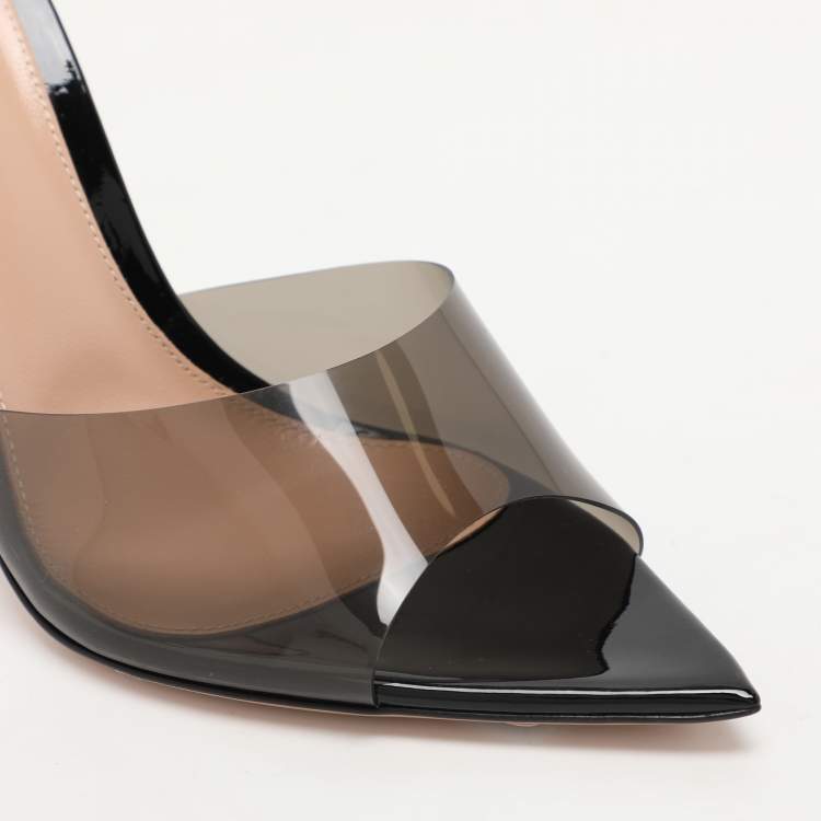 Pre Owned Gianvito Rossi Black PVC Elle Slide Sandals Size 38