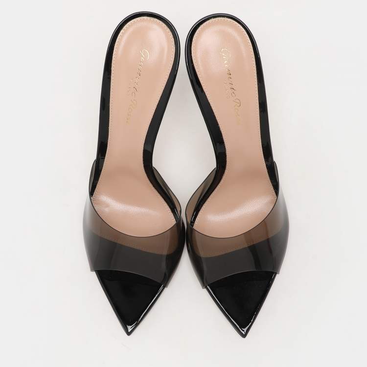 Pre Owned Gianvito Rossi Black PVC Elle Slide Sandals Size 38