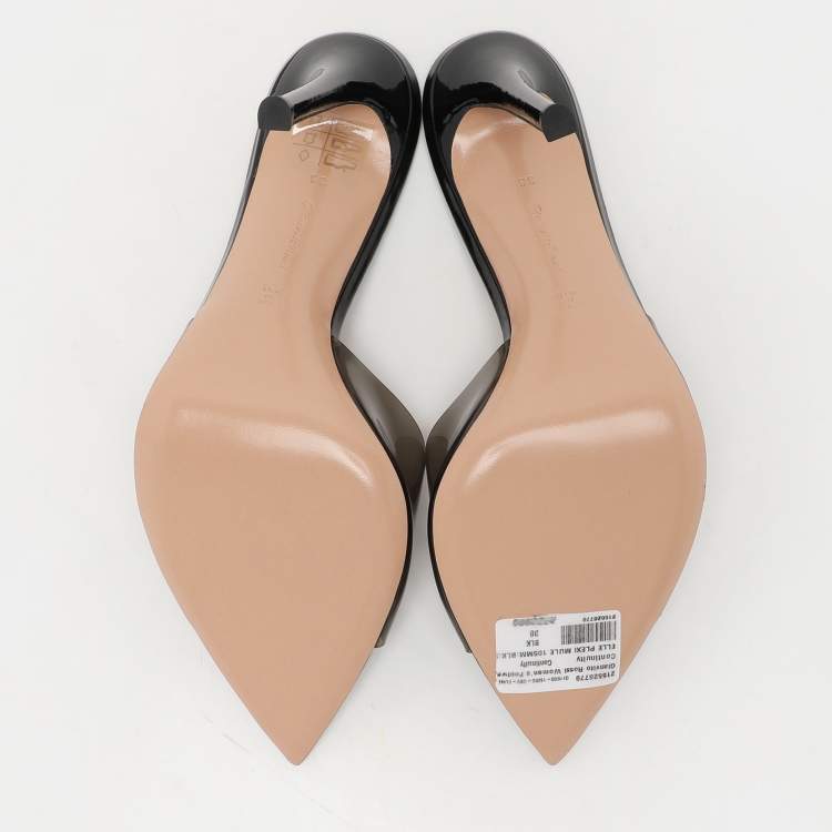 Pre Owned Gianvito Rossi Black PVC Elle Slide Sandals Size 38