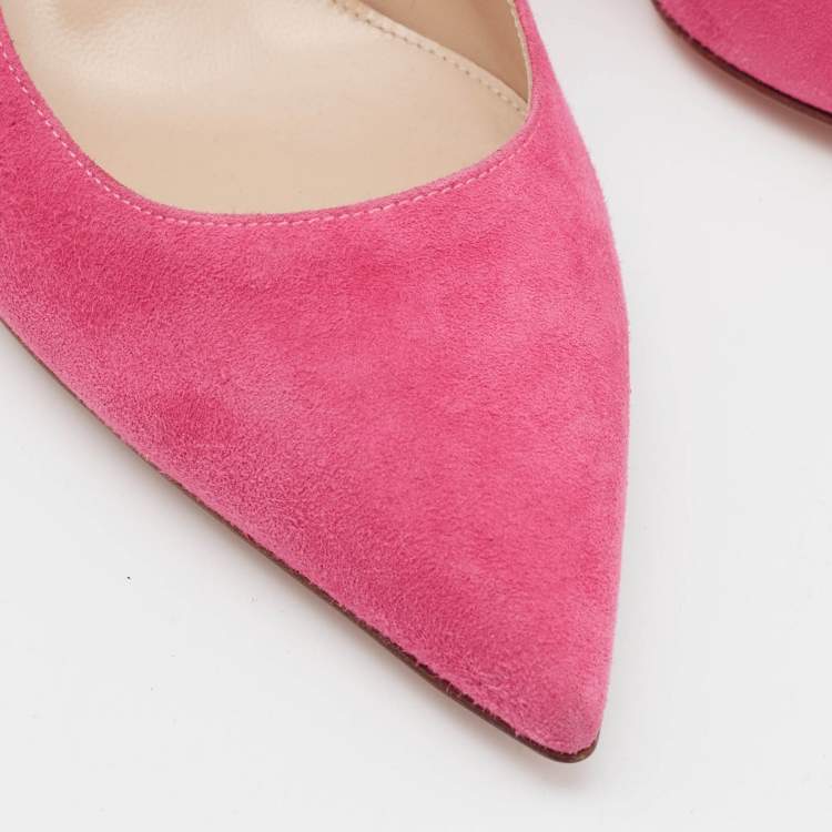 Pre Owned Gianvito Rossi Pink PVC and Suede Slingback Pumps Size 38.5
