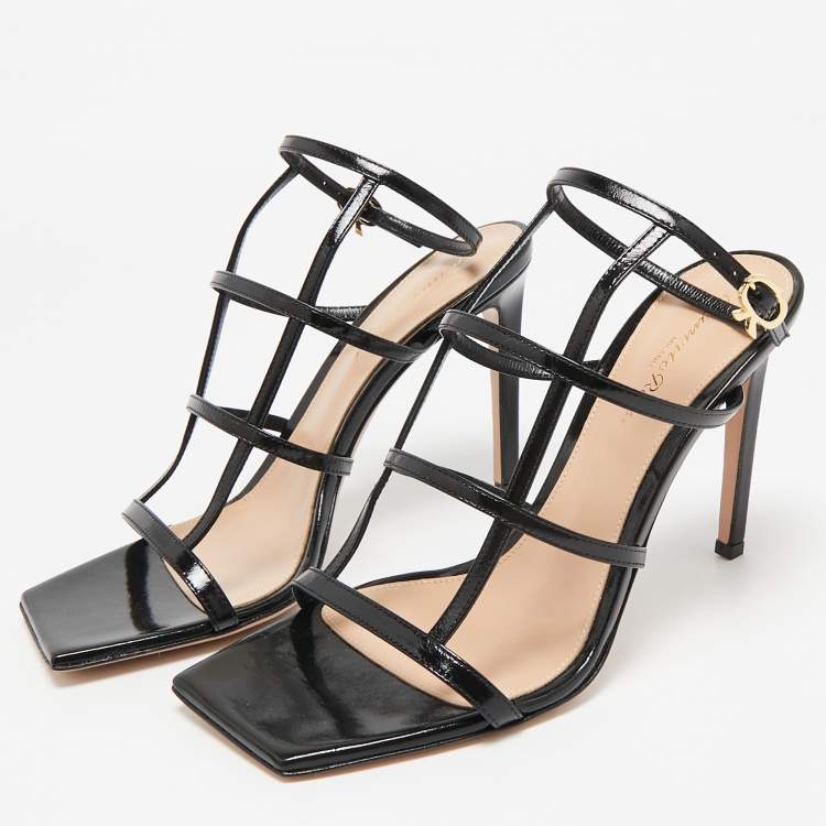 Pre Owned Gianvito Rossi Black Leather Mondry Sandals Size 38