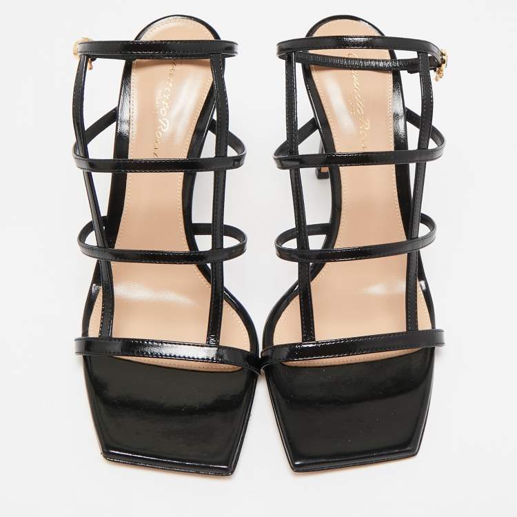 Pre Owned Gianvito Rossi Black Leather Mondry Sandals Size 38