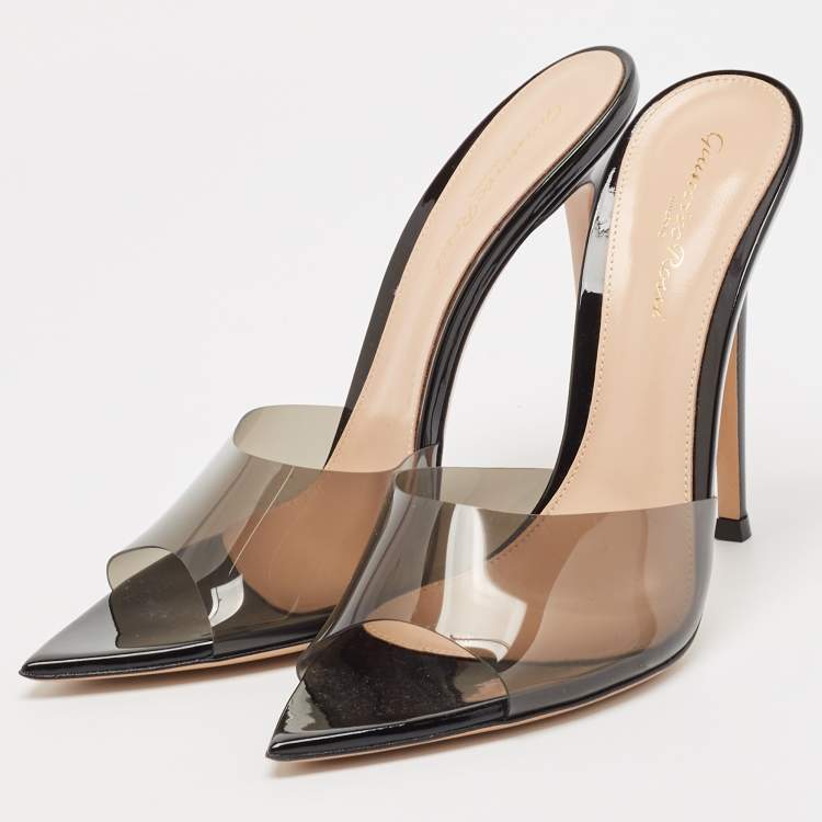 Pre Owned Gianvito Rossi Black PVC Elle Slide Sandals Size 39