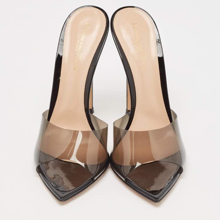 Pre Owned Gianvito Rossi Black PVC Elle Slide Sandals Size 39