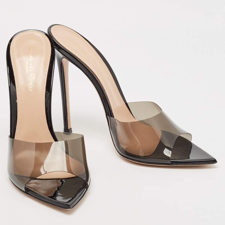 Pre Owned Gianvito Rossi Black PVC Elle Slide Sandals Size 39