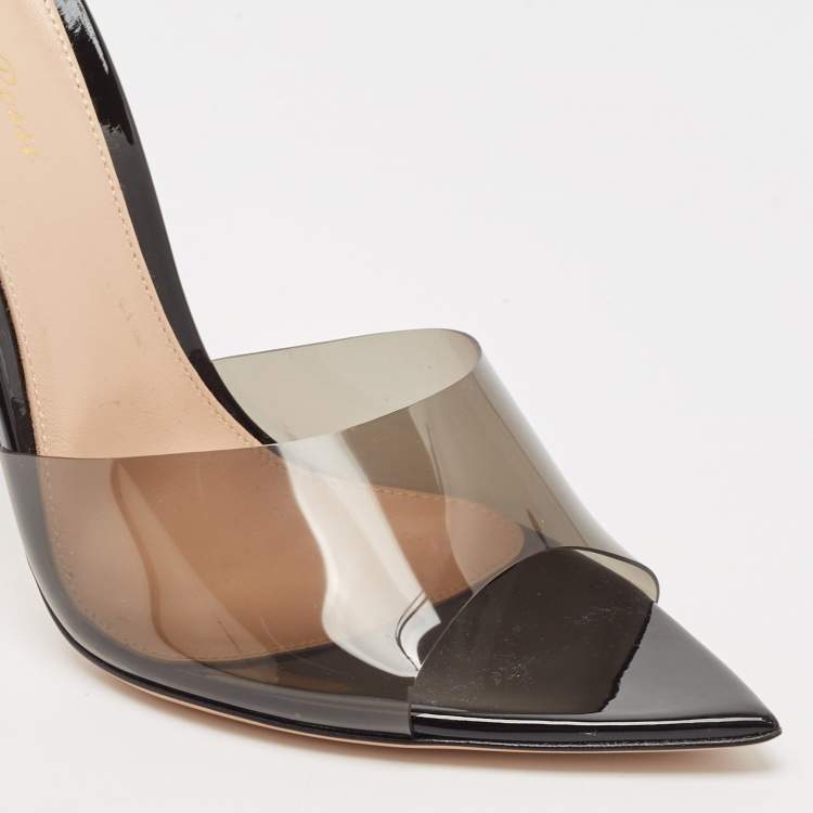 Pre Owned Gianvito Rossi Black PVC Elle Slide Sandals Size 39