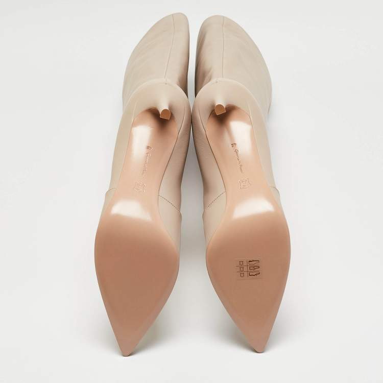 Pre Owned Gianvito Rossi Beige Leather Hansen Knee Length Boots Size 42