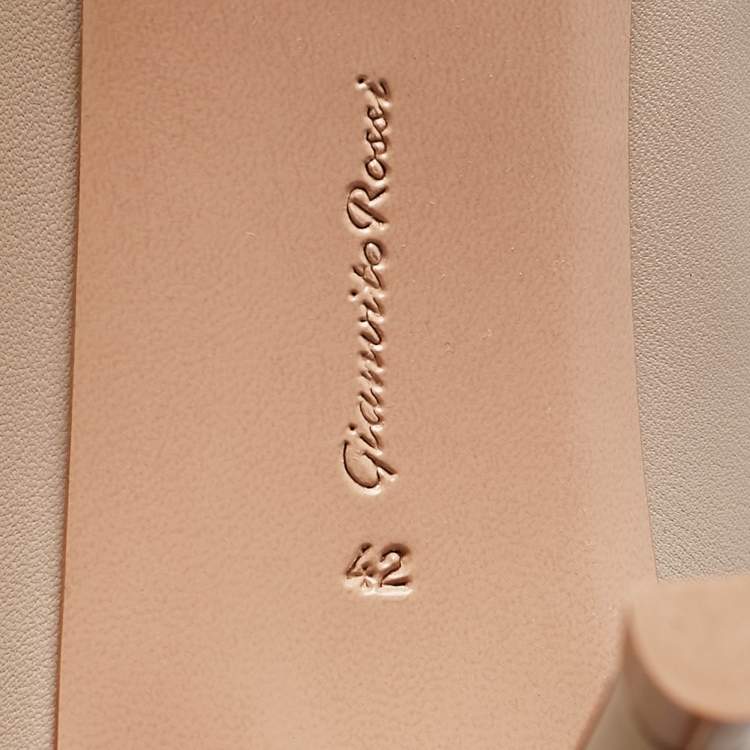 Pre Owned Gianvito Rossi Beige Leather Hansen Knee Length Boots Size 42