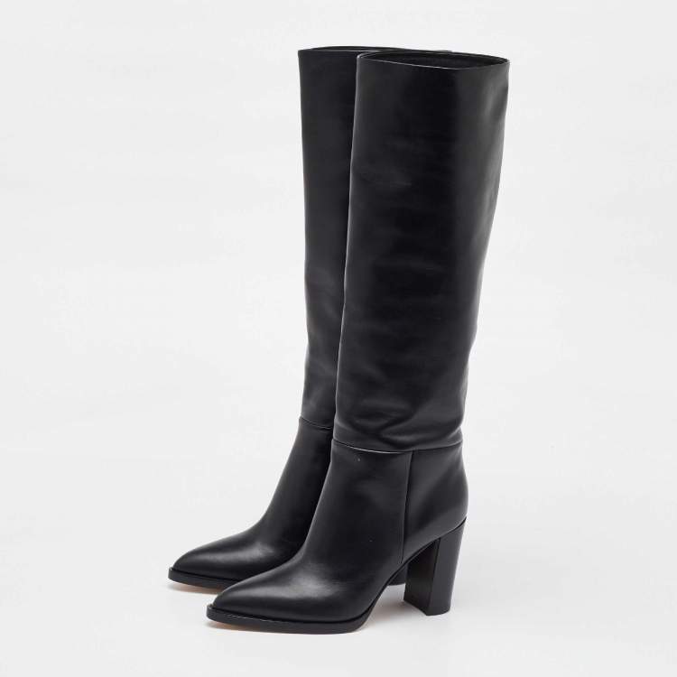 Pre Owned Gianvito Rossi Black Leather Knee Length Boots Size 36