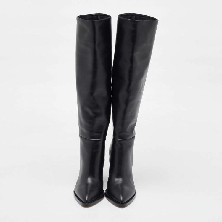 Pre Owned Gianvito Rossi Black Leather Knee Length Boots Size 36
