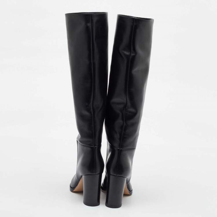 Pre Owned Gianvito Rossi Black Leather Knee Length Boots Size 36