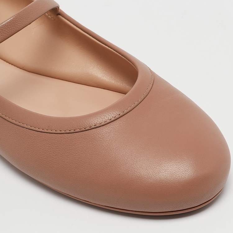 Pre Owned Gianvito Rossi Dusty Pink Leather Carla Ballet Flats Size 38