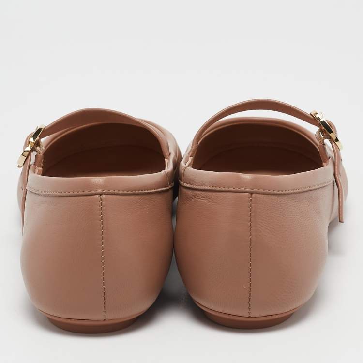 Pre Owned Gianvito Rossi Dusty Pink Leather Carla Ballet Flats Size 38