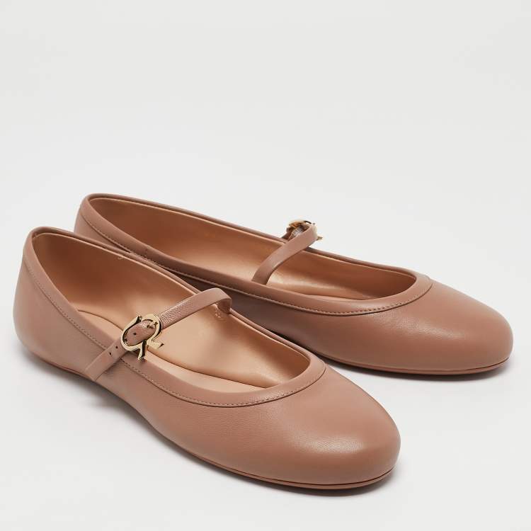 Pre Owned Gianvito Rossi Dusty Pink Leather Carla Ballet Flats Size 38