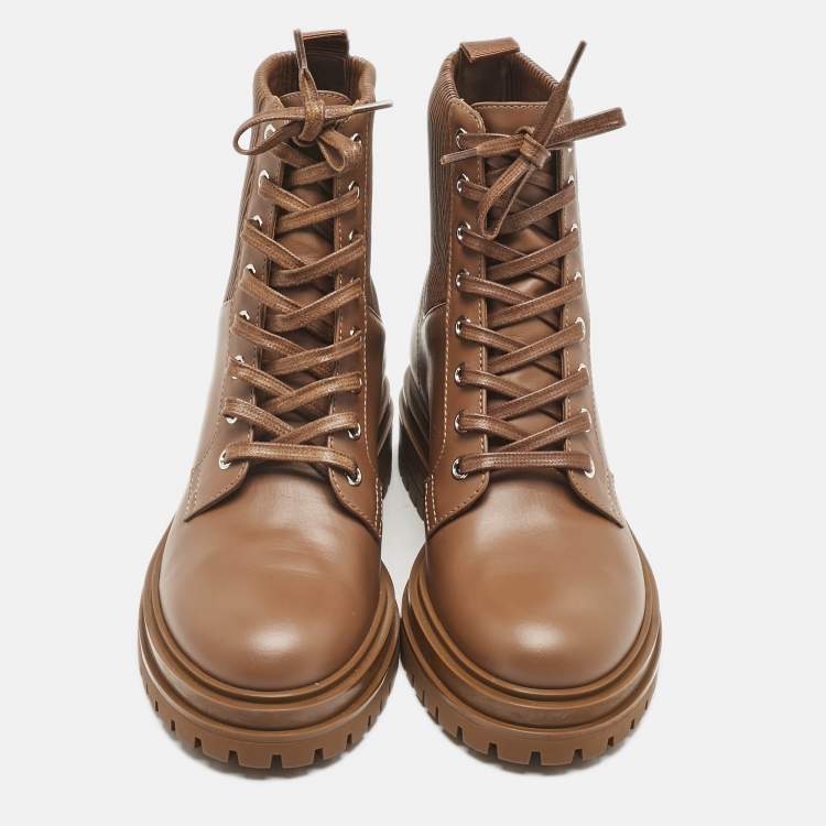 مملوكة مسبقًا Gianvito Rossi Brown Leather Martis Combat Boots Size 37.5