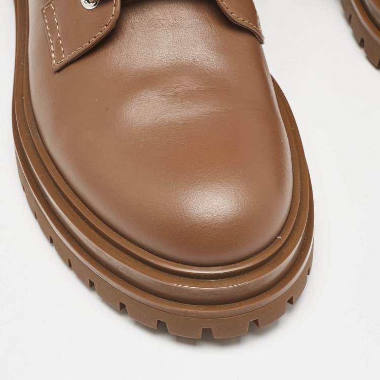 مملوكة مسبقًا Gianvito Rossi Brown Leather Martis Combat Boots Size 37.5