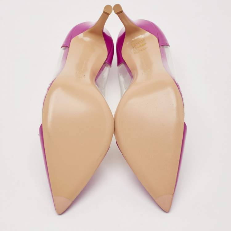Pre Owned Gianvito Rossi Pink Patent Leather and PVC Plexi Pumps Size 38.5