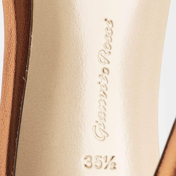 Pre Owned Gianvito Rossi Metallic Orange Leather Fleur Sandals Size 35.5