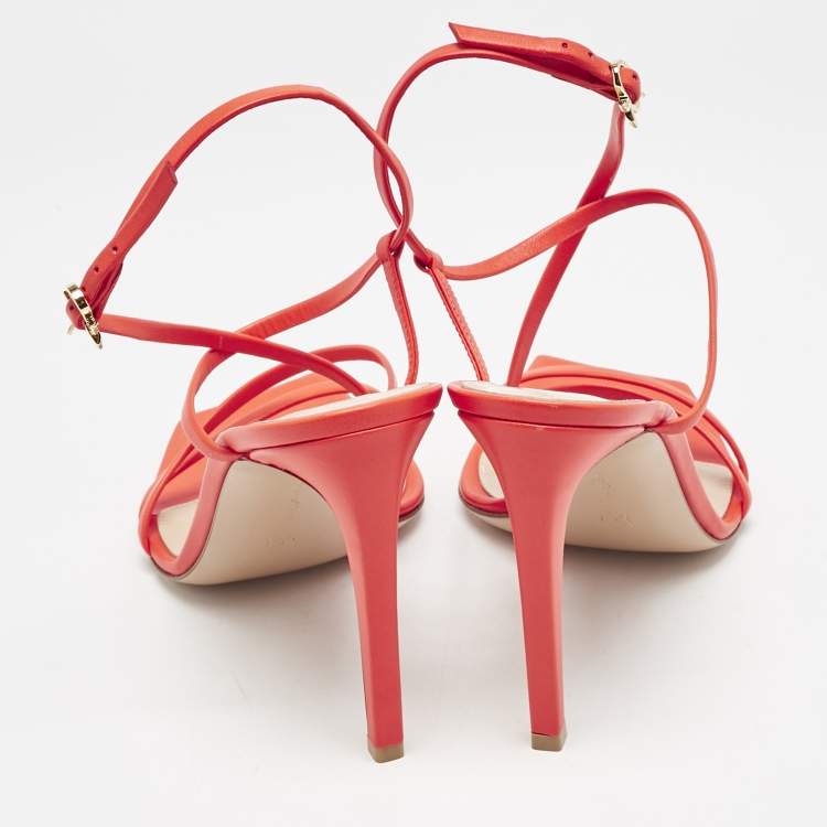 Pre Owned Gianvito Rossi Poppy Red Leather Manilla Sandals Size 39