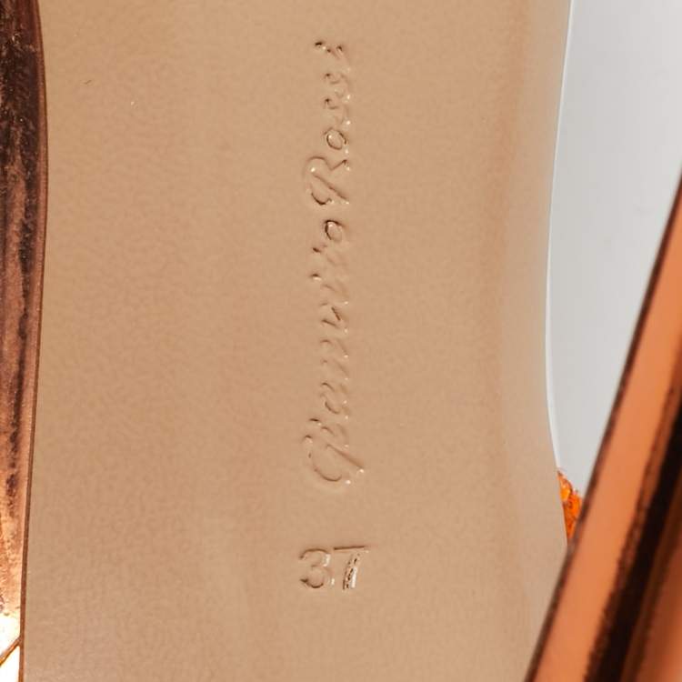 Pre Owned Gianvito Rossi Transparent/Orange PVC and Suede Embellished Hortensia Pumps Size 37