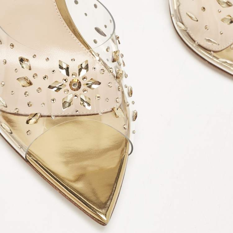 Pre Owned Gianvito Rossi Transparent PVC and Leather Halley Mules Size 39