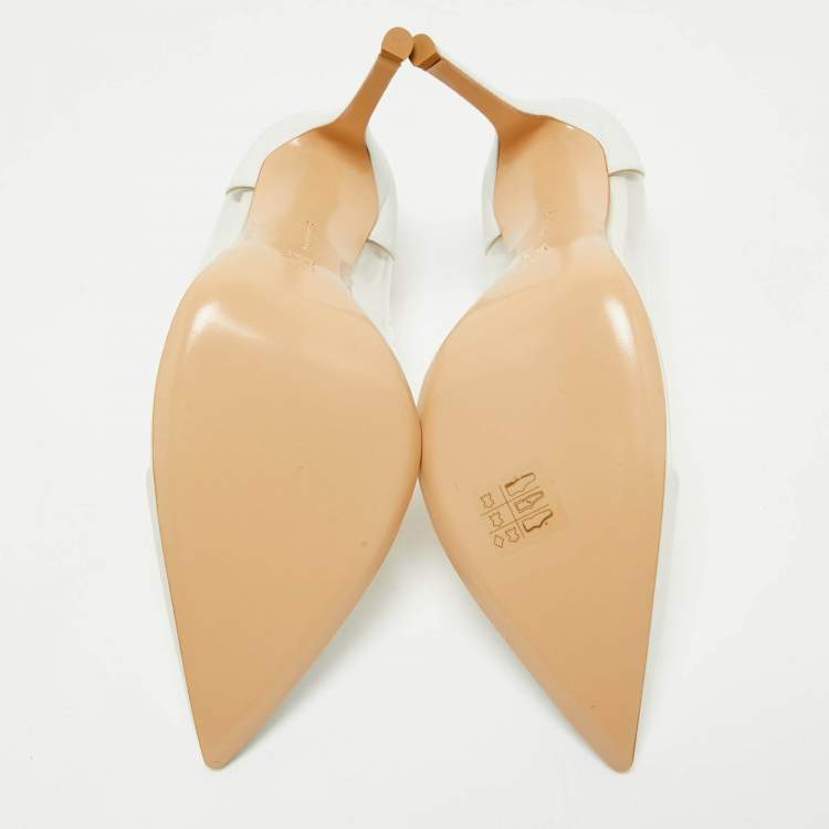 Pre Owned Gianvito Rossi White/Transparent Leather and PVC Plexi Pumps Size 41