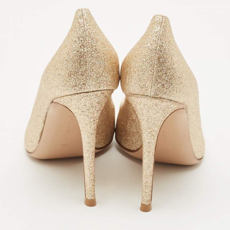 Pre Owned Gianvito Rossi Gold Glitter Gianvito Pumps Size 38.5