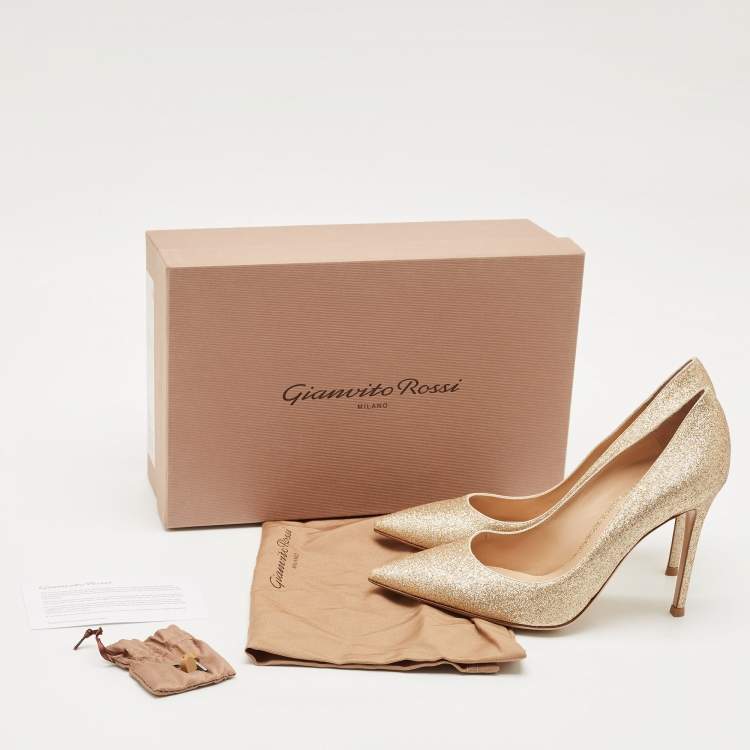 Pre Owned Gianvito Rossi Gold Glitter Gianvito Pumps Size 38.5