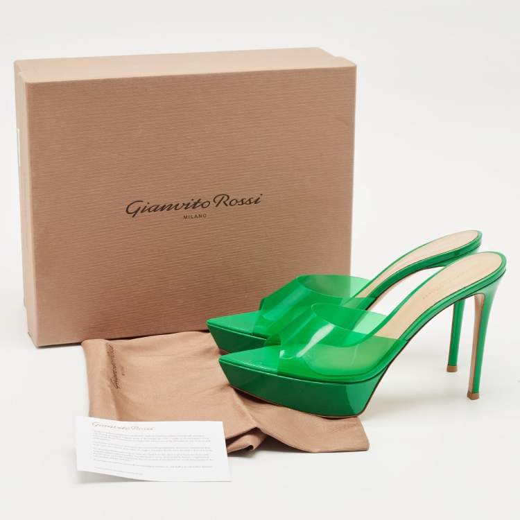 Pre Owned Gianvito Rossi Green PVC Betty Platform Mules Size 41