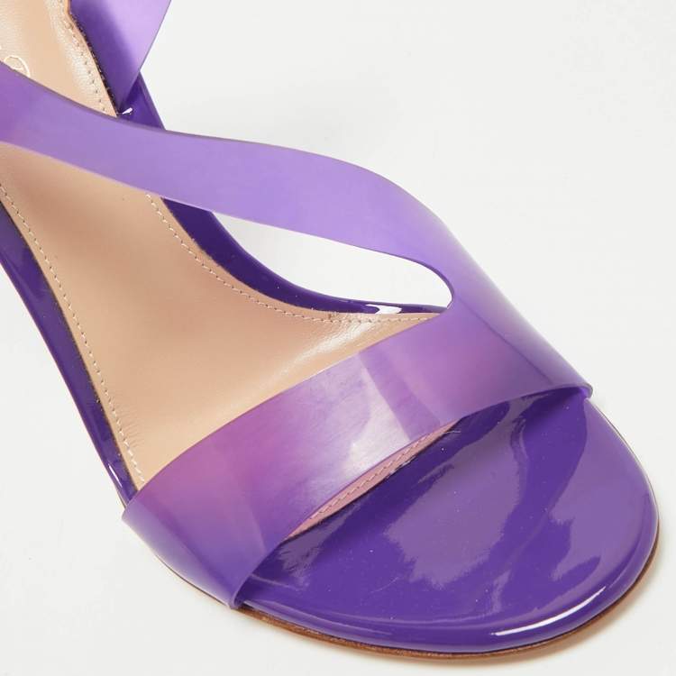 Pre Owned Gianvito Rossi Purple PVC Metropolis Ankle Strap Sandals Size 38