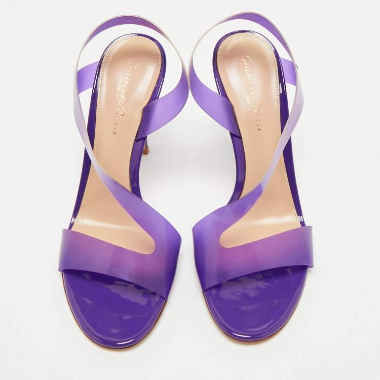 Pre Owned Gianvito Rossi Purple PVC Metropolis Ankle Strap Sandals Size 38