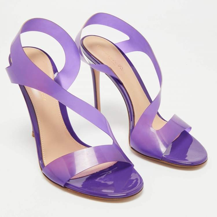 Pre Owned Gianvito Rossi Purple PVC Metropolis Ankle Strap Sandals Size 38