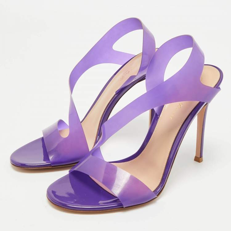 Pre Owned Gianvito Rossi Purple PVC Metropolis Ankle Strap Sandals Size 38