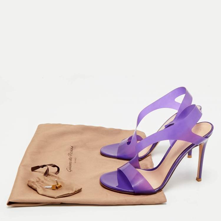 Pre Owned Gianvito Rossi Purple PVC Metropolis Ankle Strap Sandals Size 38