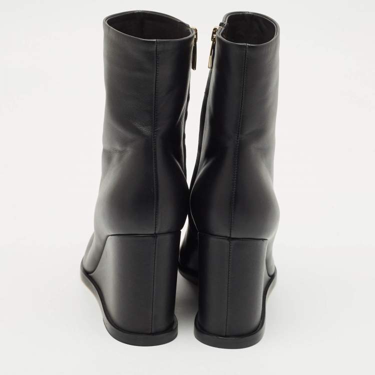 Pre Owned Gianvito Rossi Black Leather Hamnes Ankle Boots Size 38.5