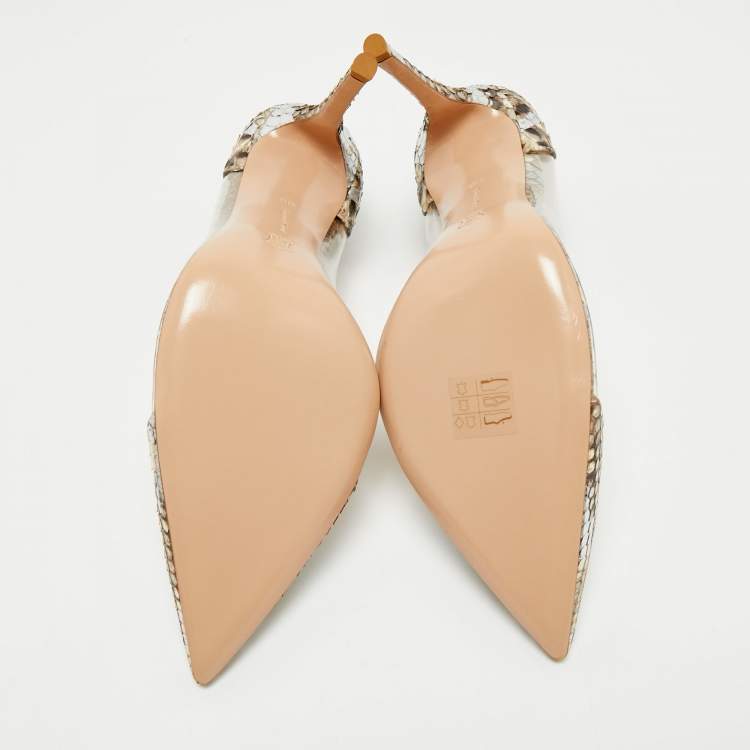 Pre Owned Gianvito Rossi Beige/Transparent  PVC and Python Leather Plexi Pumps Size 41.5