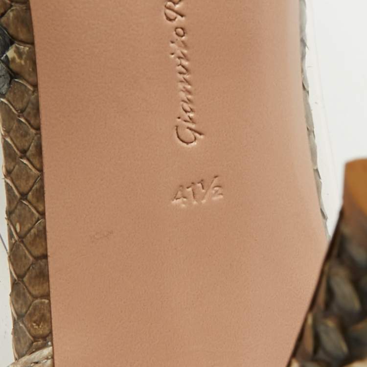 Pre Owned Gianvito Rossi Beige/Transparent  PVC and Python Leather Plexi Pumps Size 41.5