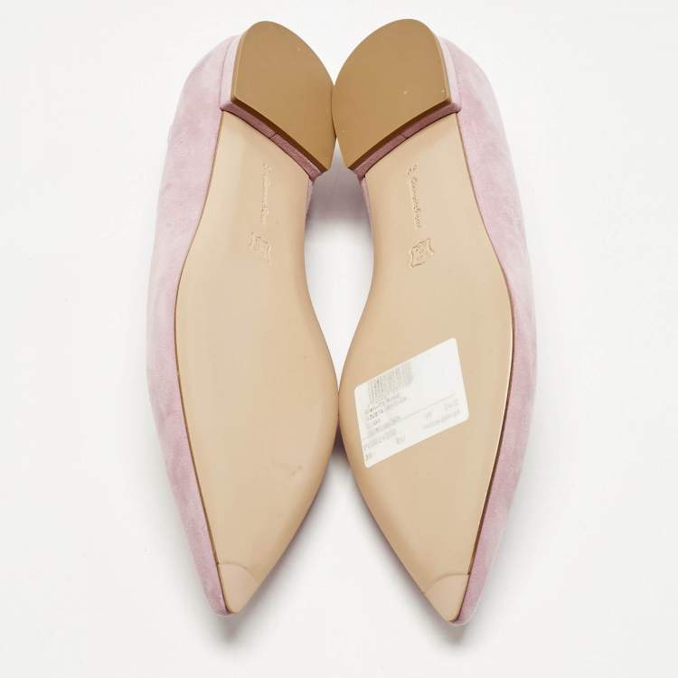 Pre Owned Gianvito Rossi Lilac Suede Ballet Flats Size 39