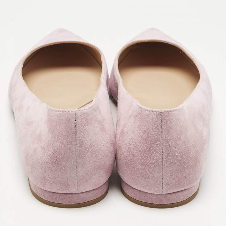 Pre Owned Gianvito Rossi Lilac Suede Ballet Flats Size 39