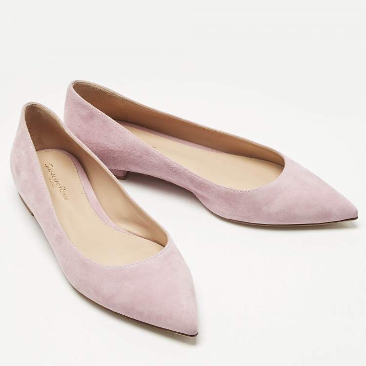 Pre Owned Gianvito Rossi Lilac Suede Ballet Flats Size 39