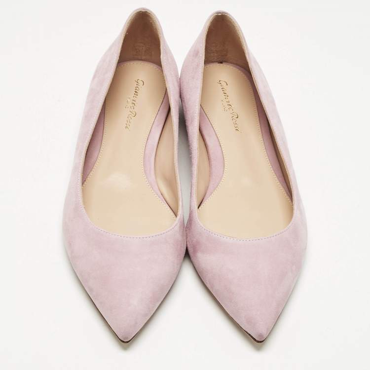 Pre Owned Gianvito Rossi Lilac Suede Ballet Flats Size 39